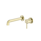 Nero Zen Ss316L Wall Basin/Bath Mixer Separate Back Plate 185mm Spout Brushed Gold