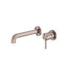 Nero Zen Ss316L Wall Basin/Bath Mixer Separate Back Plate 185mm Spout Brushed Bronze