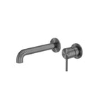 Nero Zen Ss316L Wall Basin/Bath Mixer Separate Back Plate 185mm Spout Graphite