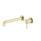 Nero Zen Ss316L Wall Basin/Bath Mixer Separate Back Plate 230mm Spout Brushed Gold
