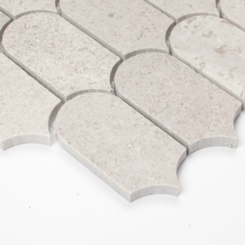 Marble Mosaic Feather 96x48mm Honed New Grey