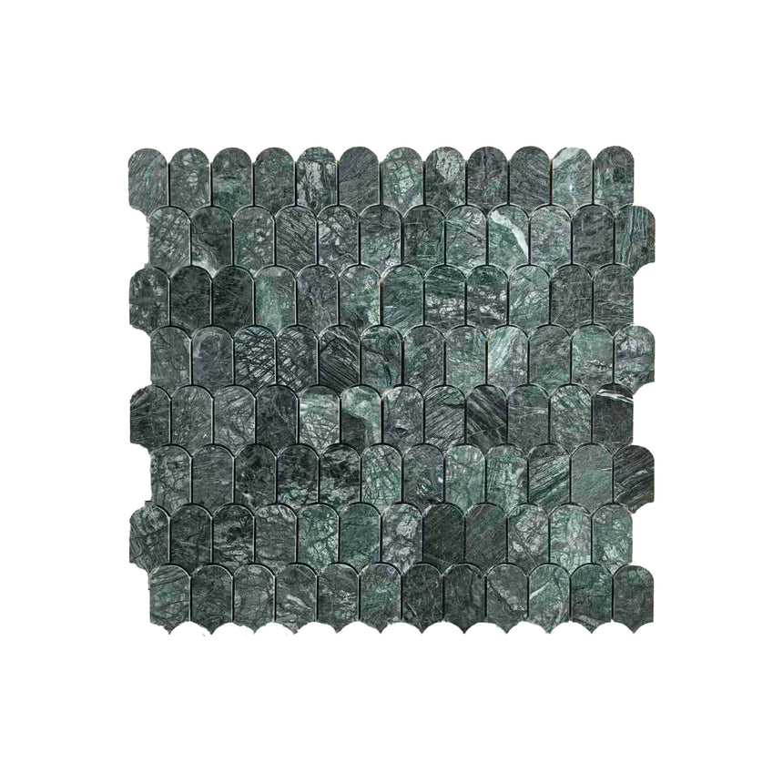 Marble Mosaic Feather 96x48mm Honed Indian Green