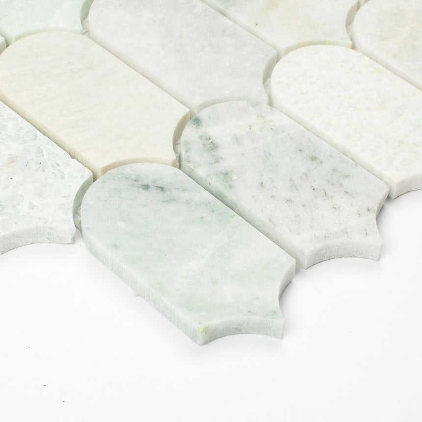 Marble Mosaic Feather 96x48mm Honed Ming Green