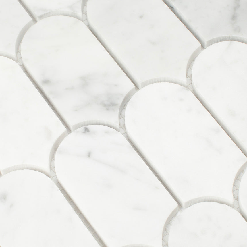 Marble Mosaic Feather 96x48mm Honed Carrara