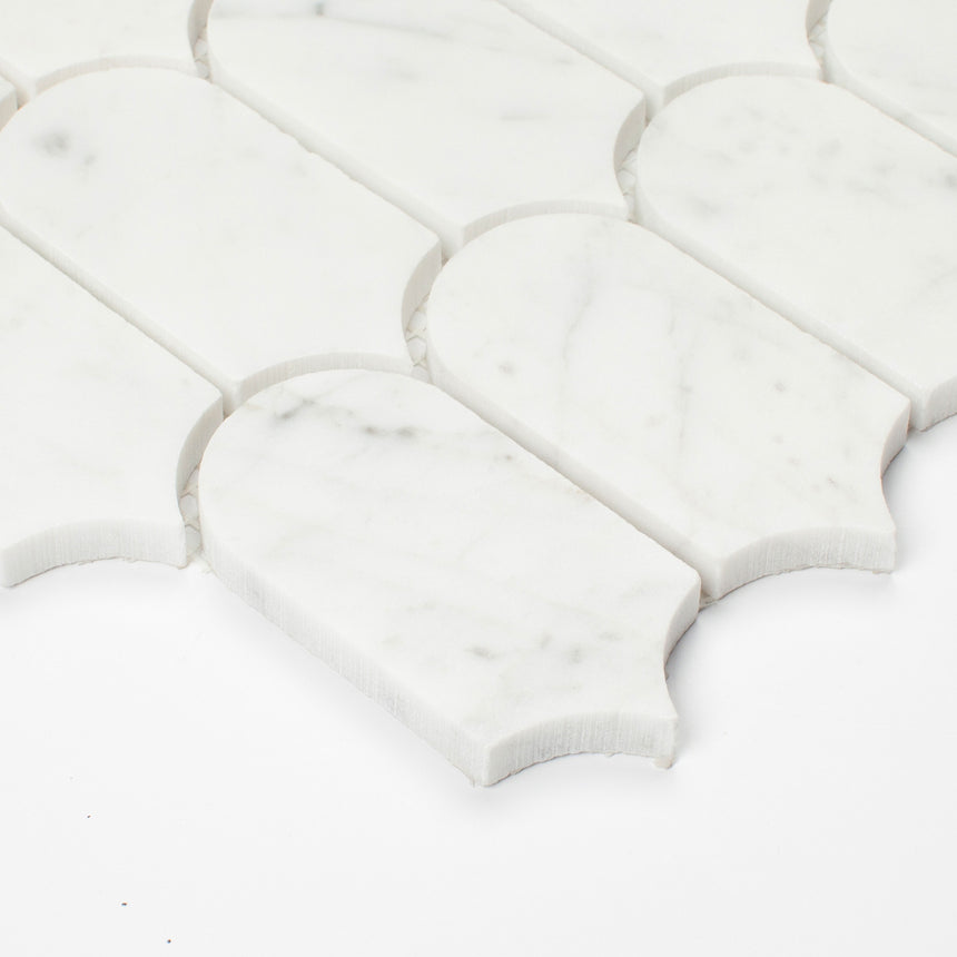 Marble Mosaic Feather 96x48mm Honed Carrara