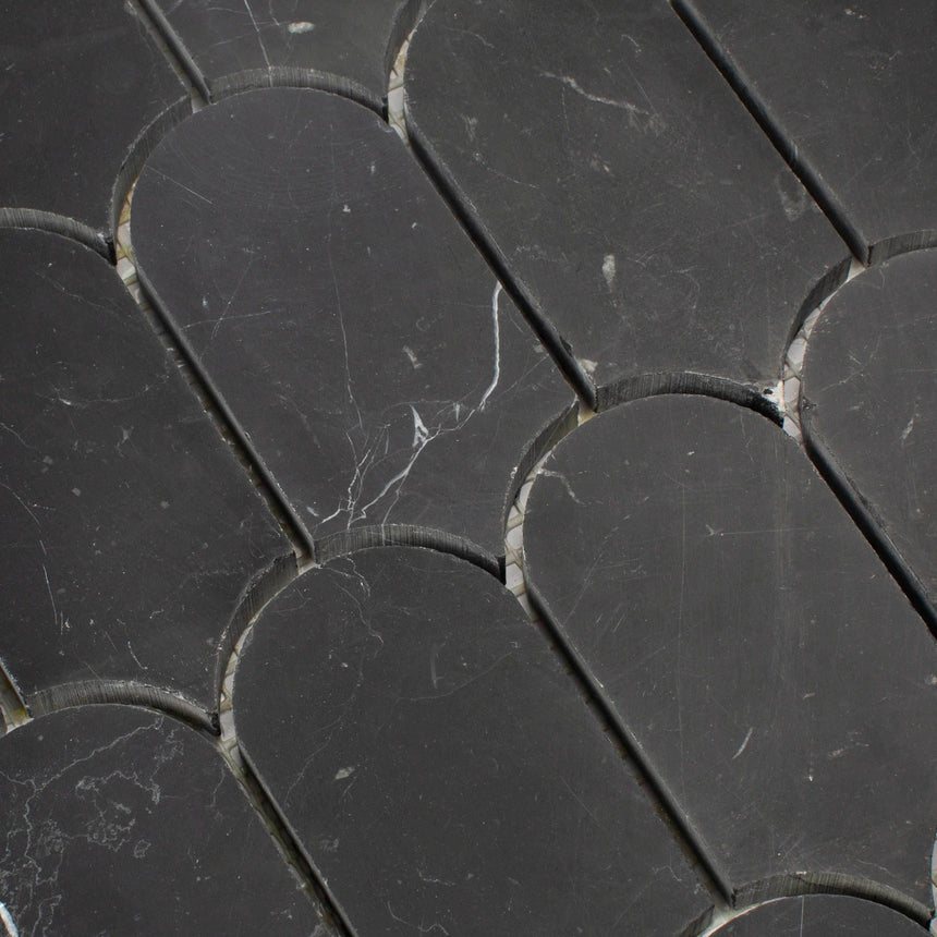 Marble Mosaic Feather 96x48mm Honed Nero Marquina