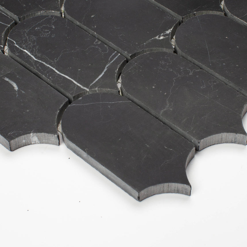 Marble Mosaic Feather 96x48mm Honed Nero Marquina