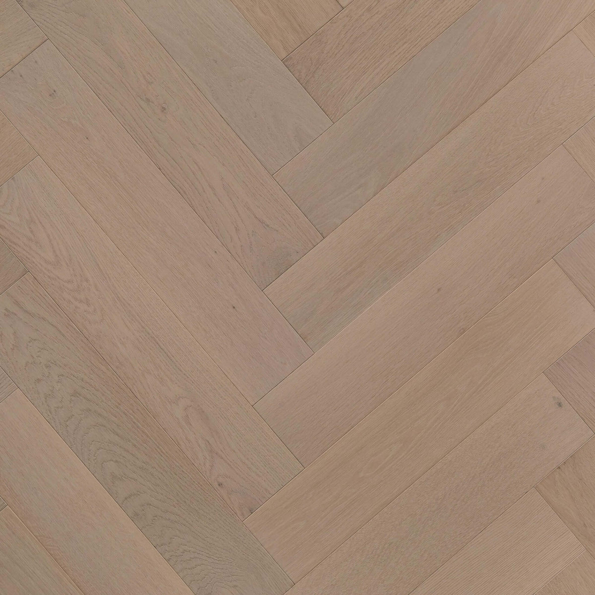 Washed Pebble European Oak 600x120mm engineered herringbone flooring installed with matte finish by Tilemall
