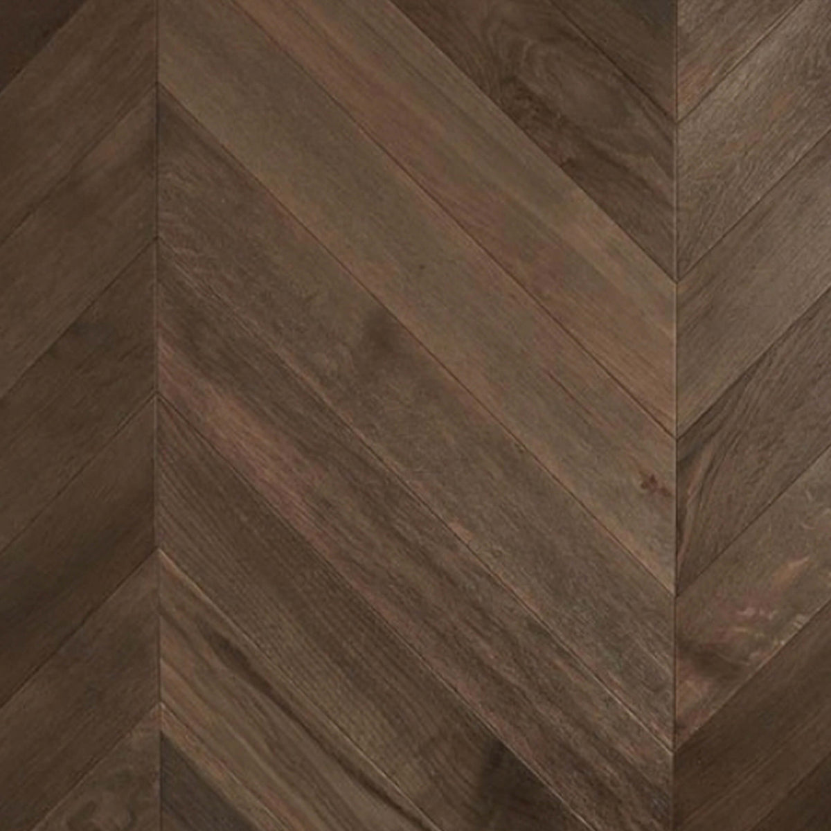 De Marque European Oak Chevron engineered flooring 600x90mm Mink Grey with matte finish and timber grain texture by Tilemall