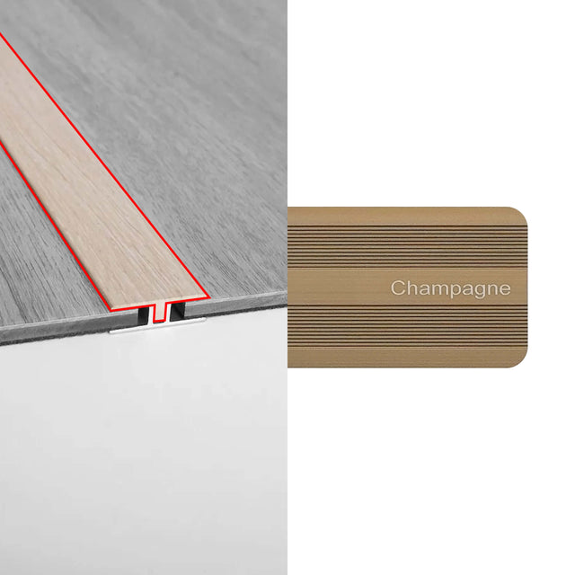 Alloy Trims T Moulding 3400mm for 6.5mm-8mm Champagne Flooring Trims Preference Floors Default Title