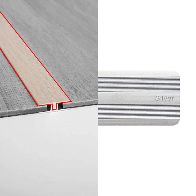 Alloy Trims T Moulding 3400mm for 6.5mm-8mm Silver Flooring Trims Preference Floors Default Title