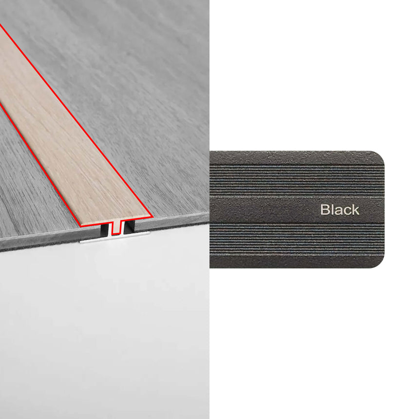 Alloy Trims T Moulding 3400mm for 6.5mm-8mm Black Flooring Trims Preference Floors Default Title