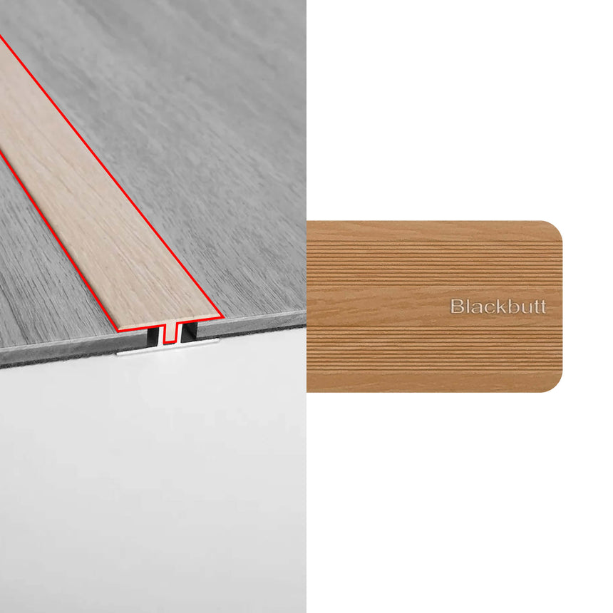Alloy Trims T Moulding 3400mm for 6.5mm-8mm Blackbutt Flooring Trims Preference Floors Default Title