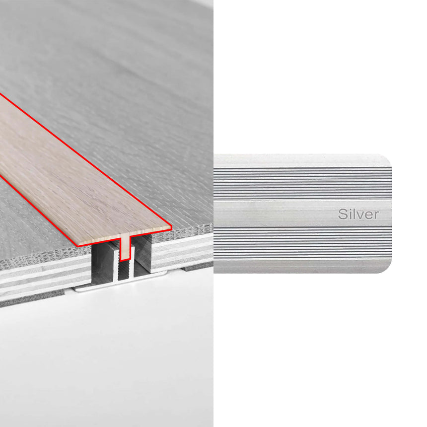 Alloy Trims T Moulding 3400mm for 12mm-15mm Silver Flooring Trims Preference Floors Default Title