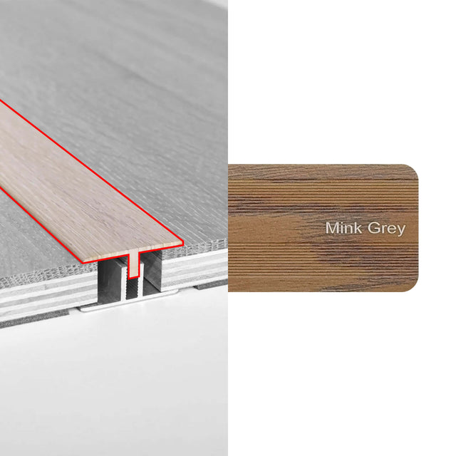 Alloy Trims T Moulding 3400mm for 12mm-15mm Mink Grey Flooring Trims Preference Floors Default Title