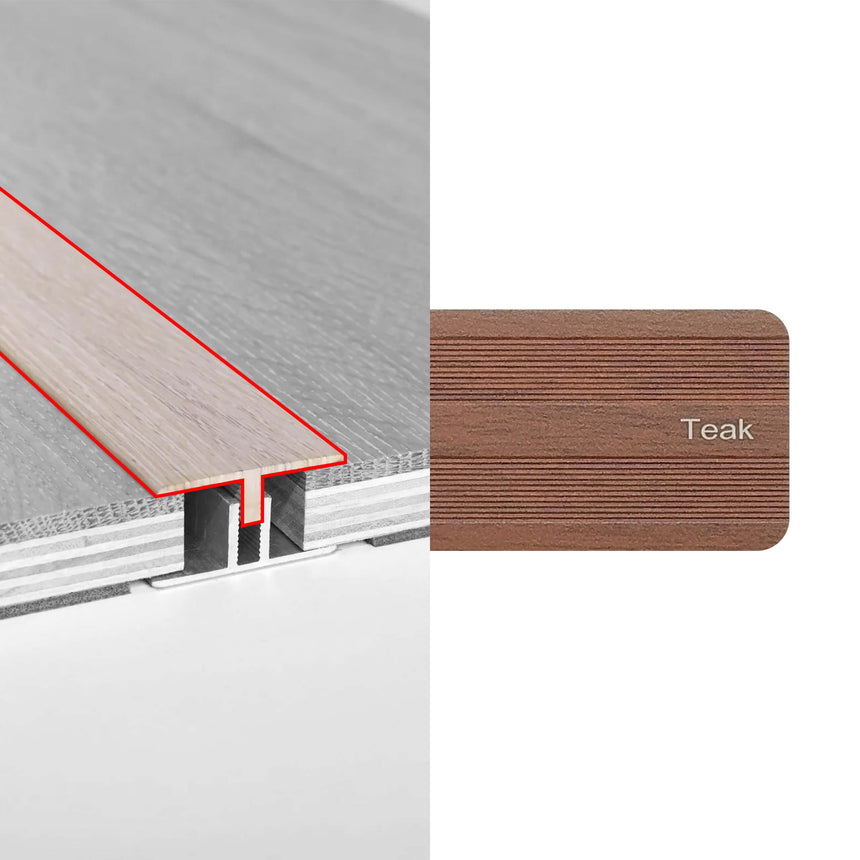 Alloy Trims T Moulding 3400mm for 12mm-15mm Teak Flooring Trims Preference Floors Default Title