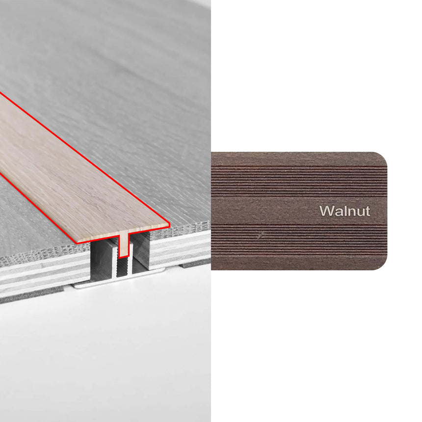 Alloy Trims T Moulding 3400mm for 12mm-15mm Walnut Flooring Trims Preference Floors Default Title