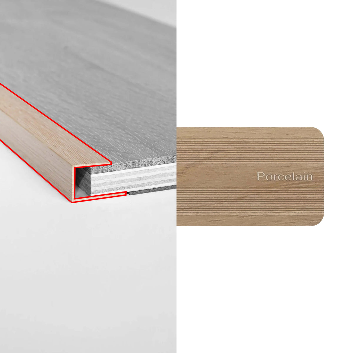 Preference Floors U Channel 3400mm alloy trim for 8mm porcelain tiles with cross-section diagram by Tilemall