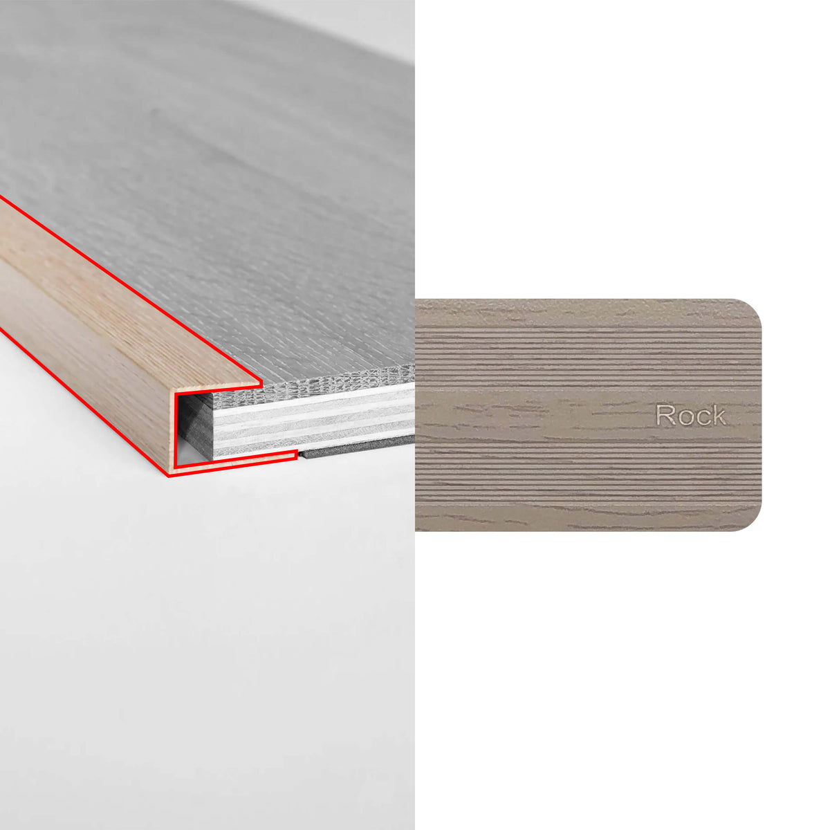 Preference Floors U Channel 3400mm rock trim for 12mm tile with aluminium U-profile and wood-grain finish by Tilemall