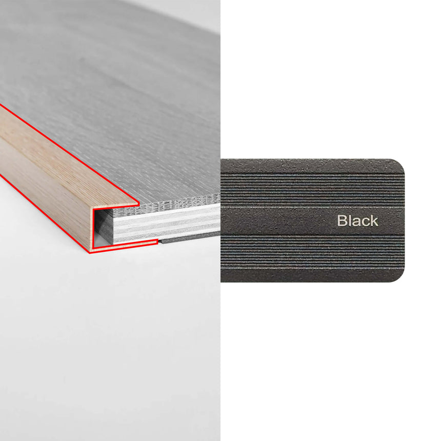 Alloy Trims U Channel 3400mm for 15mm Black Flooring Trims Preference Floors Default Title