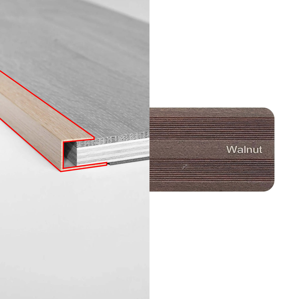 Preference Floors U Channel 3400mm walnut flooring trim with alloy profile and colour swatch by Tilemall