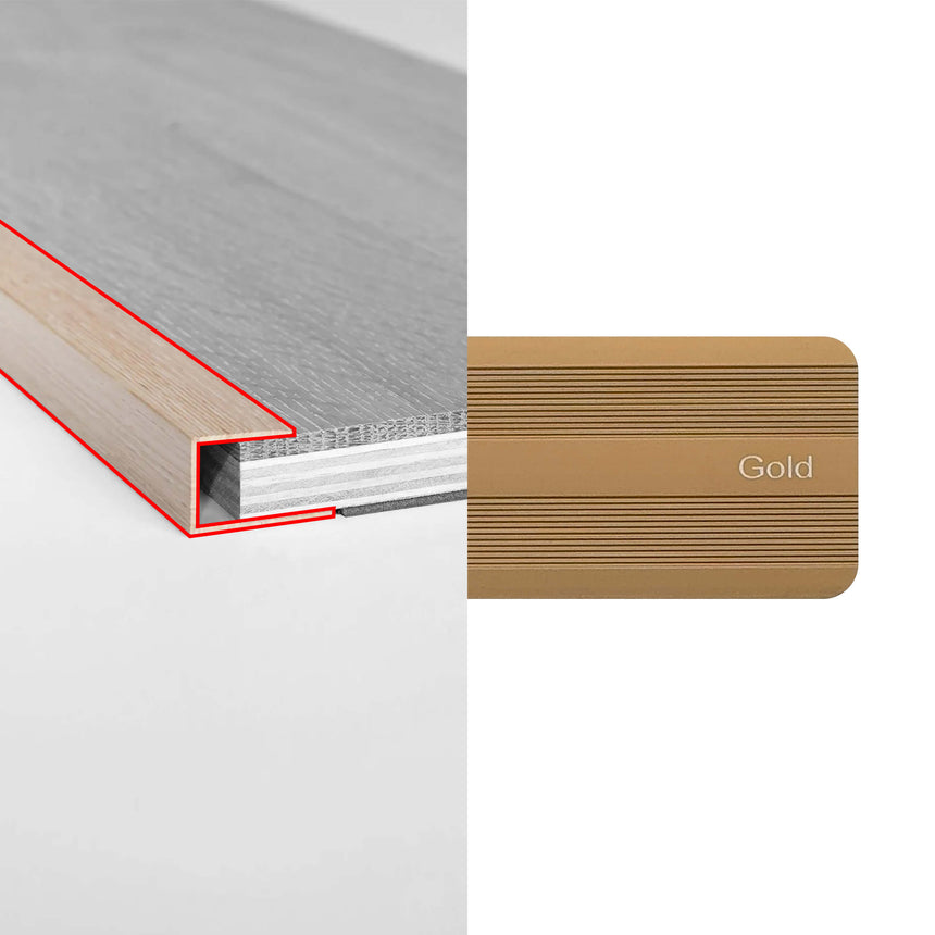 Alloy Trims U Channel 3400mm for 21mm Gold Flooring Trims Preference Floors Default Title