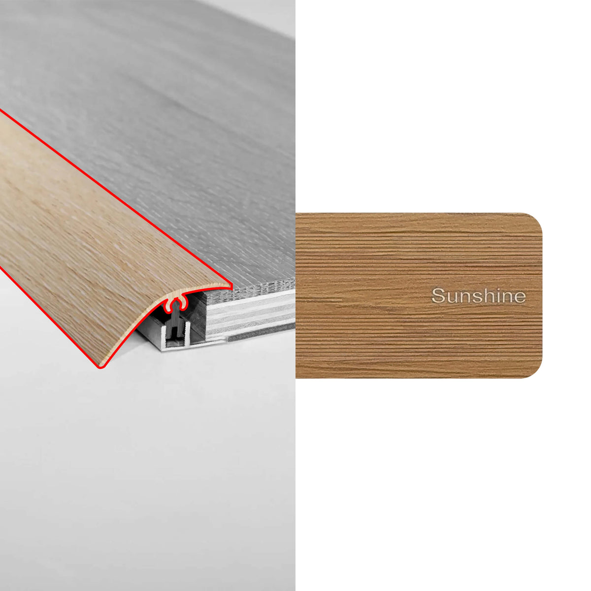 Preference Floors Reducer 3400mm sunshine flooring trim with aluminium profile and wood-grain end cap by Tilemall