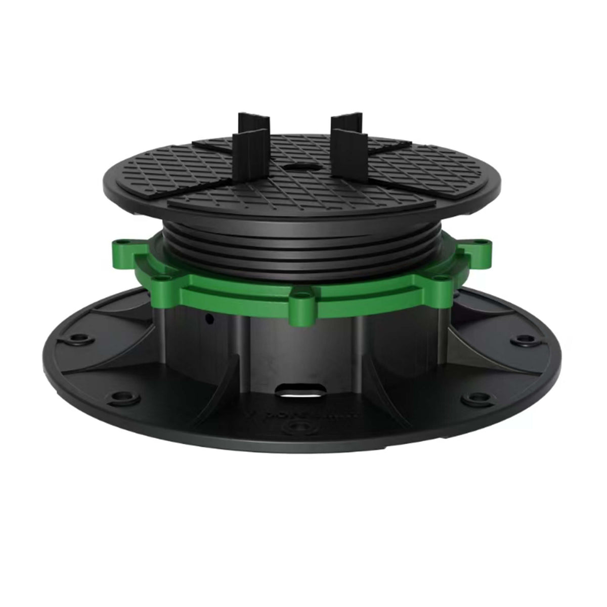 Moonbay adjustable tile pedestal 60-105mm by Tilemall with black top plate, green adjustment ring and base feet