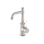 Nero York Basin Mixer With White Porcelain Lever Brushed Nickel