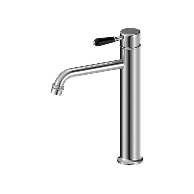 Nero York Straight Tall Basin Mixer With Black Porcelain Lever Chrome Tapware Nero Default Title