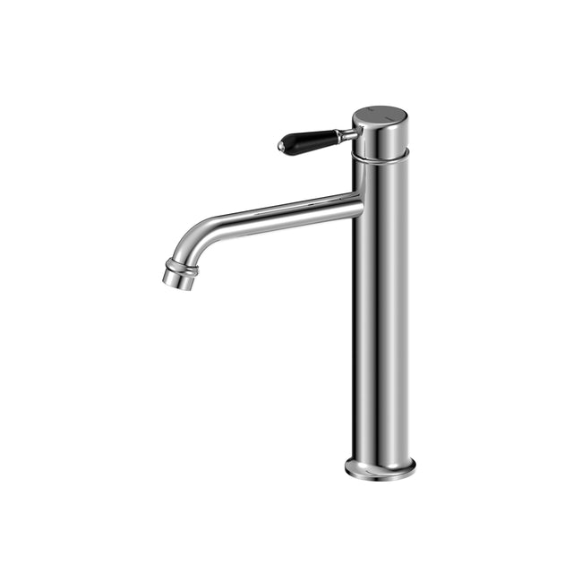 Nero York Straight Tall Basin Mixer With Black Porcelain Lever Chrome Tapware Nero Default Title