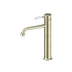 Nero York Straight Tall Basin Mixer With White Porcelain Lever Aged Brass