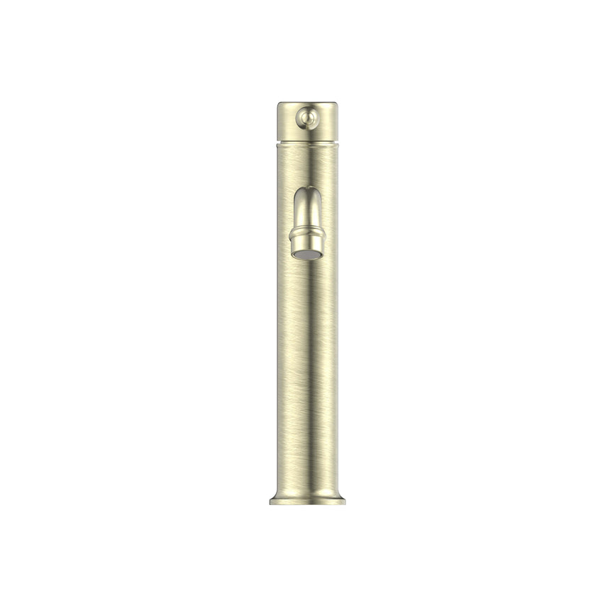 Nero York Straight Tall Basin Mixer With Metal Lever Aged Brass Tapware Nero