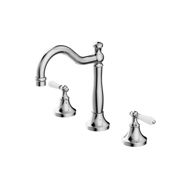 Nero York Basin Set With White Porcelain Lever Chrome Tapware Nero Default Title