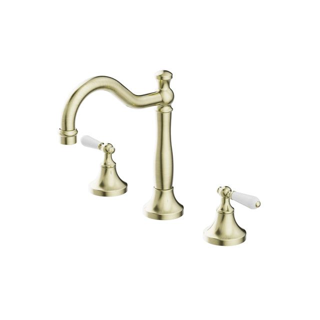 Nero York Basin Set With White Porcelain Lever Aged Brass Tapware Nero Default Title