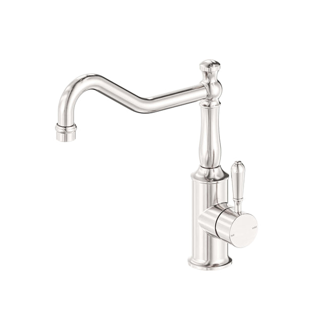 Nero York Kitchen Mixer Hook Spout With Metal Lever Brushed Nickel Tapware Nero Default Title