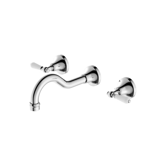 Nero York Wall Basin Set With White Porcelain Lever Chrome Tapware Nero Default Title