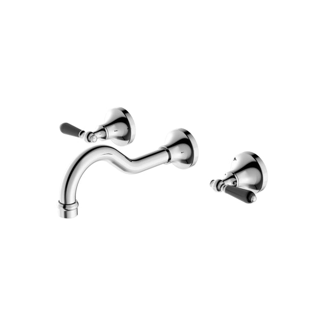 Nero York Wall Basin Set With Black Porcelain Lever Chrome Tapware Nero Default Title