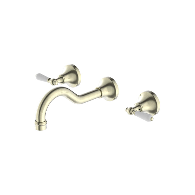Nero York Wall Basin Set With White Porcelain Lever Aged Brass Tapware Nero Default Title