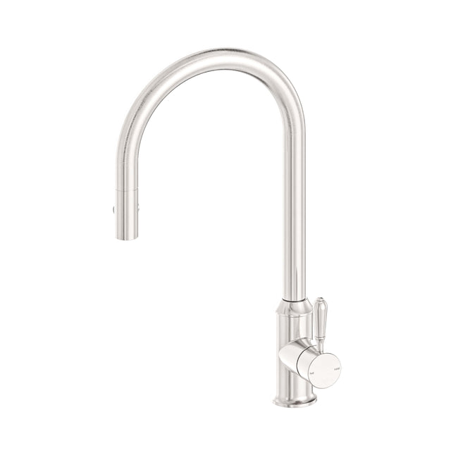 Nero York Pull Out Sink Mixer With Vegie Spray Function With Metal Lever Brushed Nickel Tapware Nero Default Title