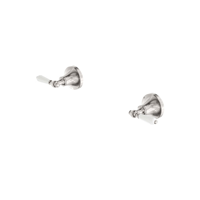 Nero York Wall Top Assemblies With White Porcelain Lever Brushed Nickel Tapware Nero Default Title