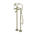 Nero York Freestanding Bath Set With White Porcelain Hand Shower Aged Brass