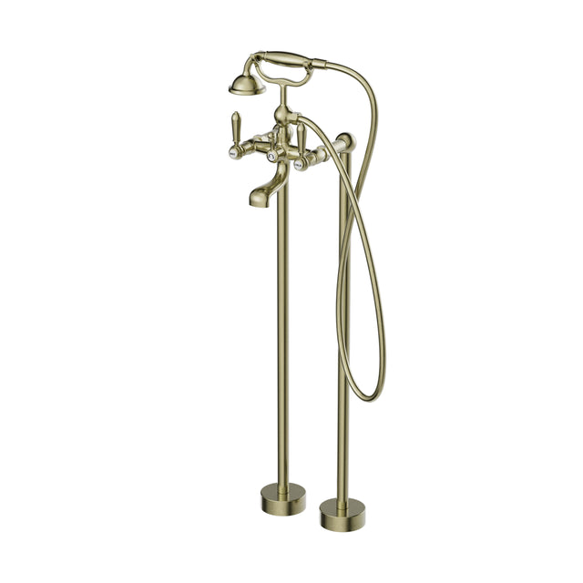 Nero York Freestanding Bath Set With Metal Hand Shower Aged Brass Tapware Nero Default Title