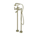 Nero York Freestanding Bath Set With Metal Hand Shower Aged Brass