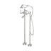 Nero York Freestanding Bath Set With White Porcelain Hand Shower Brushed Nickel