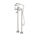 Nero York Freestanding Bath Set With Metal Hand Shower Brushed Nickel