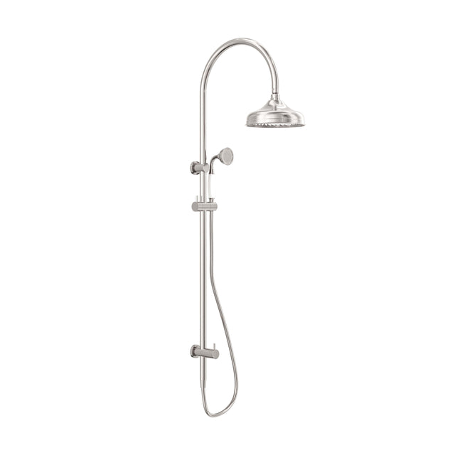 Nero York Twin Shower With White Porcelain Hand Shower Brushed Nickel Shower Nero Default Title