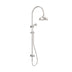 Nero York Twin Shower With White Porcelain Hand Shower Brushed Nickel