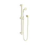 Nero York Shower Rail With White Porcelain Hand Shower Aged Brass