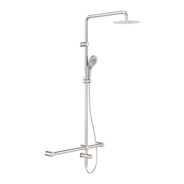 Nero Mecca Care 32mm T Bar Grab Rail 1100x750mm Twin Shower Set Brushed Nickel Shower Nero Default Title